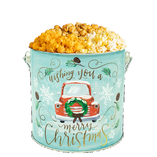 Vintage Christmas 1 Gallon Holiday Popcorn Tin