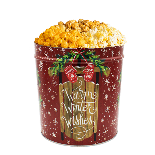 3.5 Gallon Warm Winter Wishes Holiday Popcorn Tin