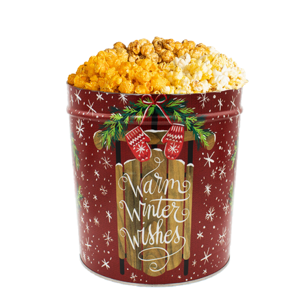 3.5 Gallon Warm Winter Wishes Holiday Popcorn Tin