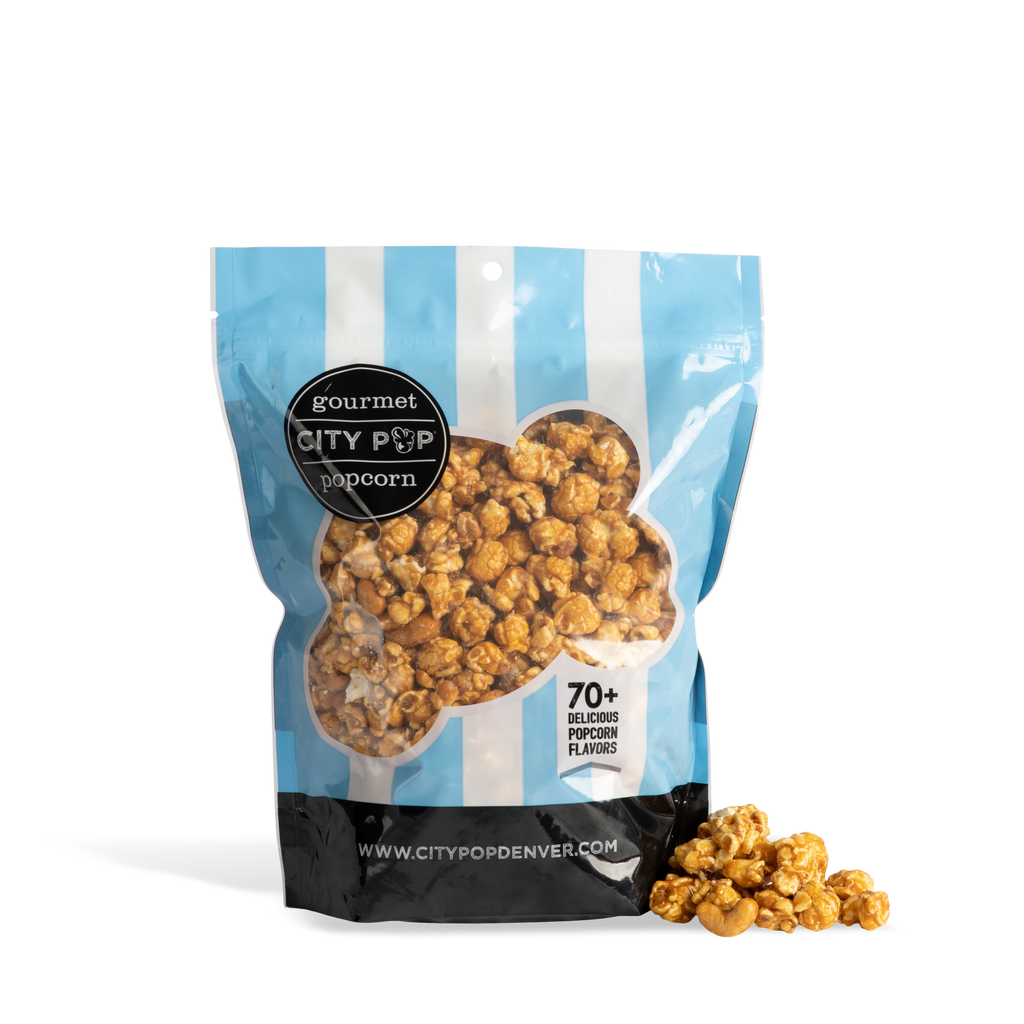 City Pop Caramel Cashew Popcorn Bag With Kernel