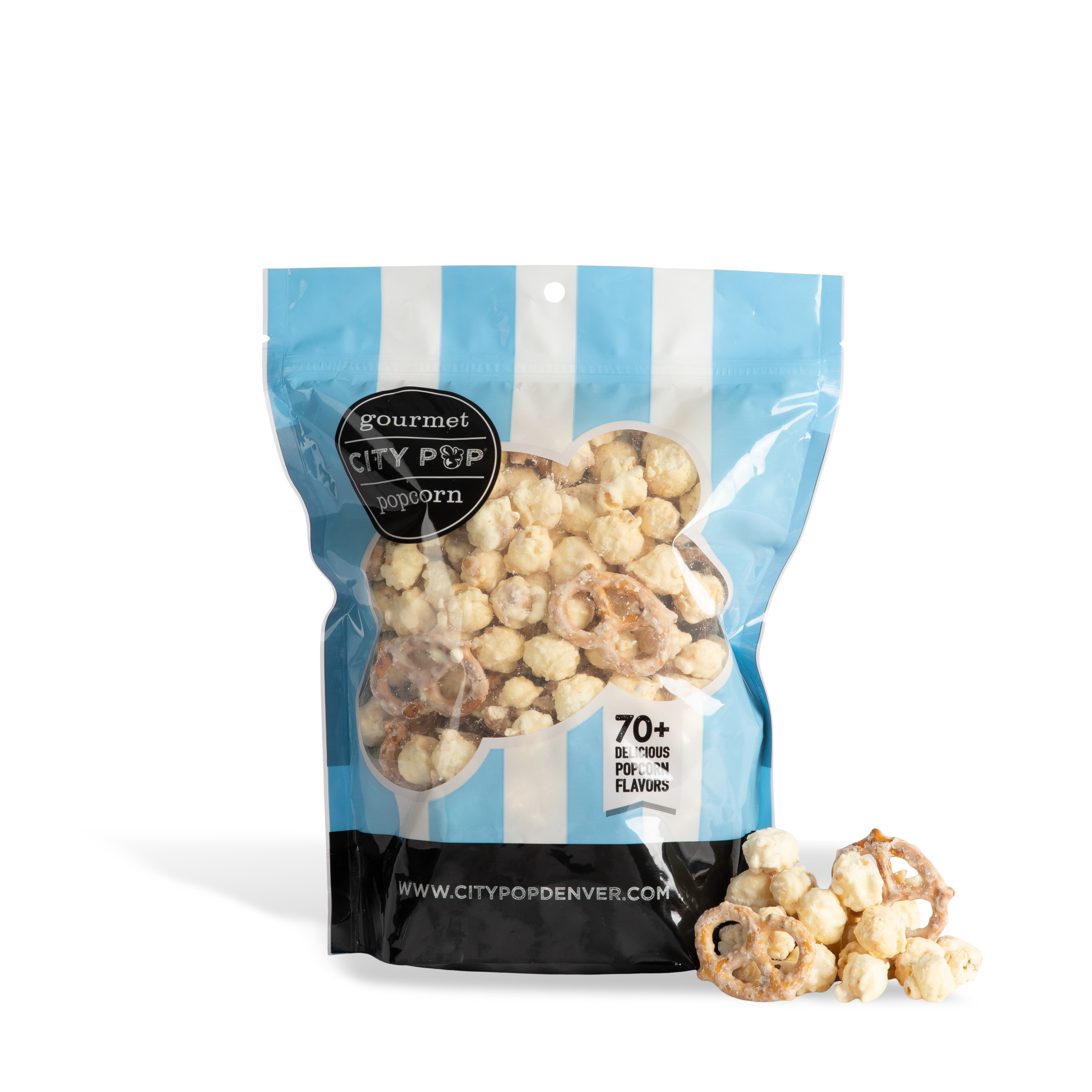 City Pop White Chocolate Pretzel Popcorn Bag With Kernel